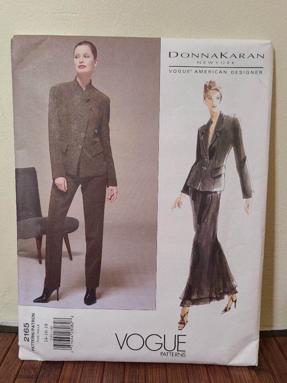 Vintage 90s Vogue Pattern 2165 Donna Karan PETITE Jacket/Skirt/Pants Sz 14-18